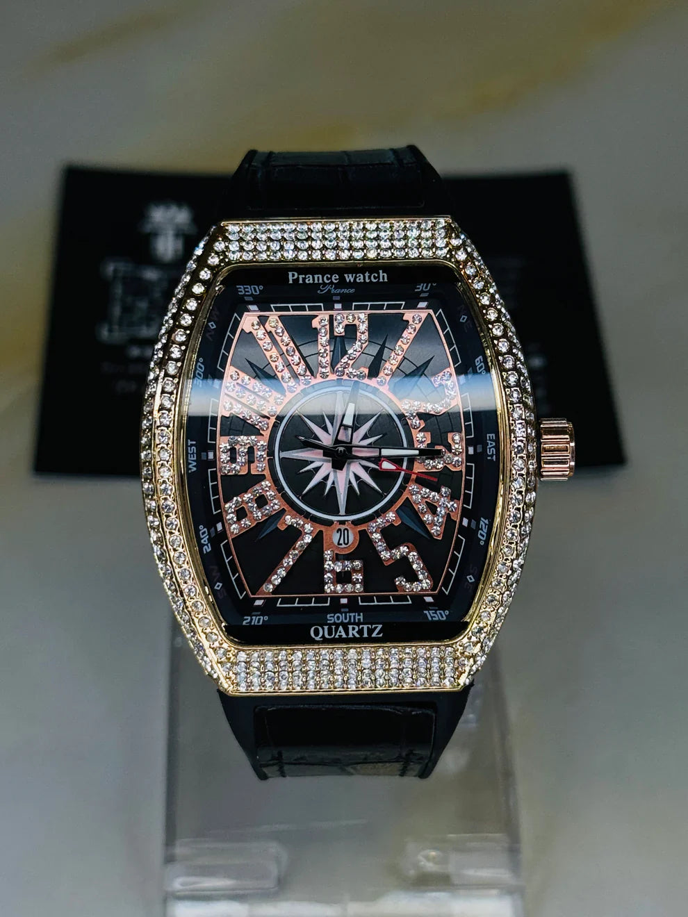 Vanguard Black Rose Gold Iced Frank Muller Watch