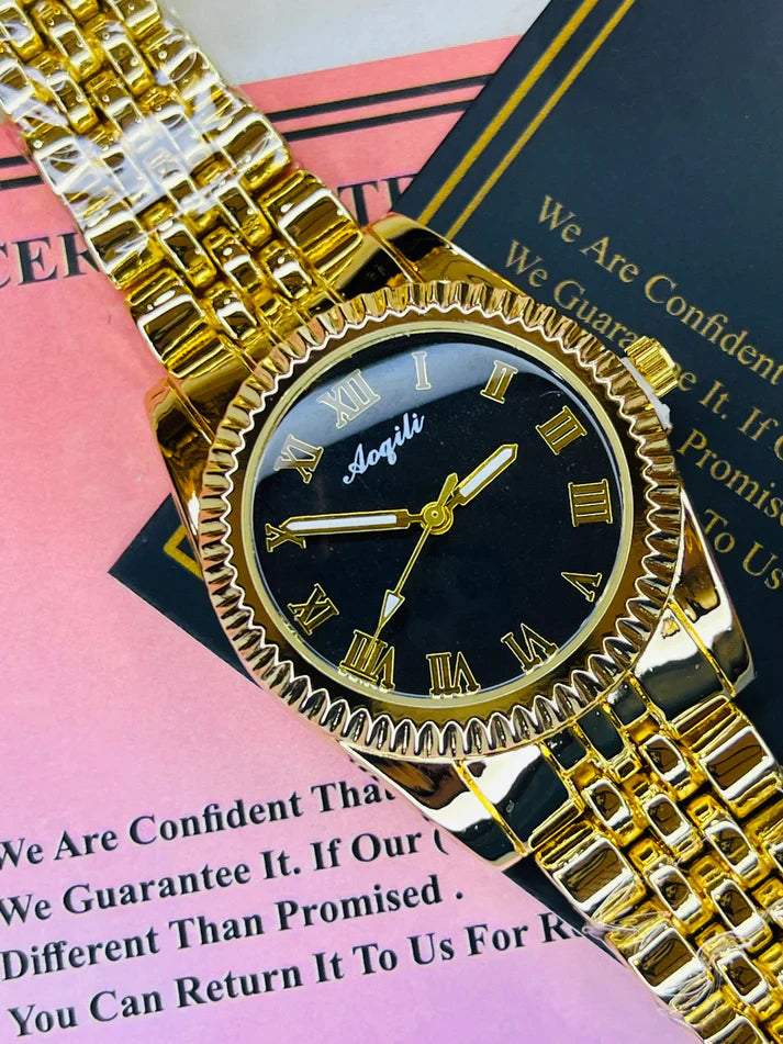 Gold Black Aoqili Roman Watch for her