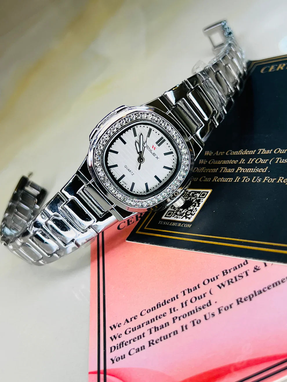 Xenlex Nautilus Silver Zircon Watch For Her
