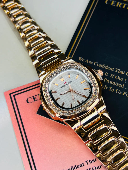 Xenlex Nautilus RoseGold Zircon Watch For Her