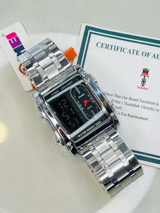 Skmei 3 Time Silver Watch